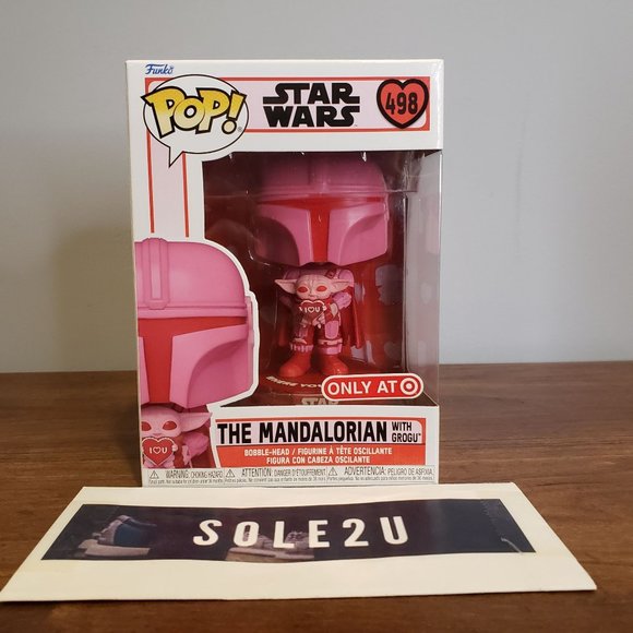 Funko Pop! 498 The Mandalorian with Grogu Valentines Exclusive With Pop Shield - Picture 1 of 6